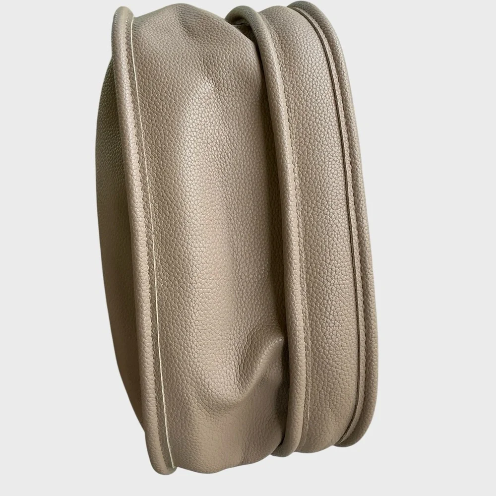Ahdorned Braided Strap Shoulder Vegan Leather Taupe Minimalist Everyday Purse